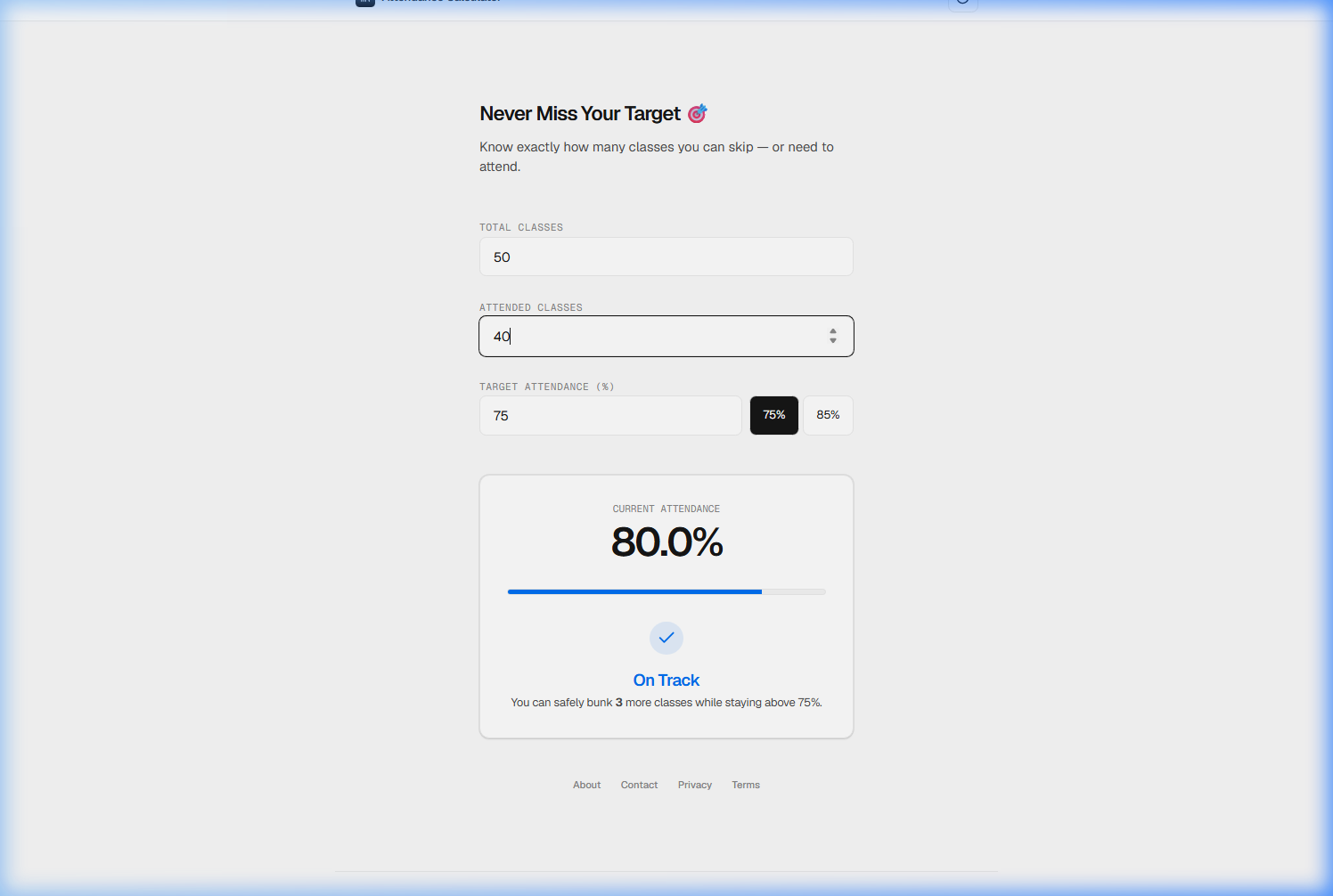 Attendance Calculator screenshot